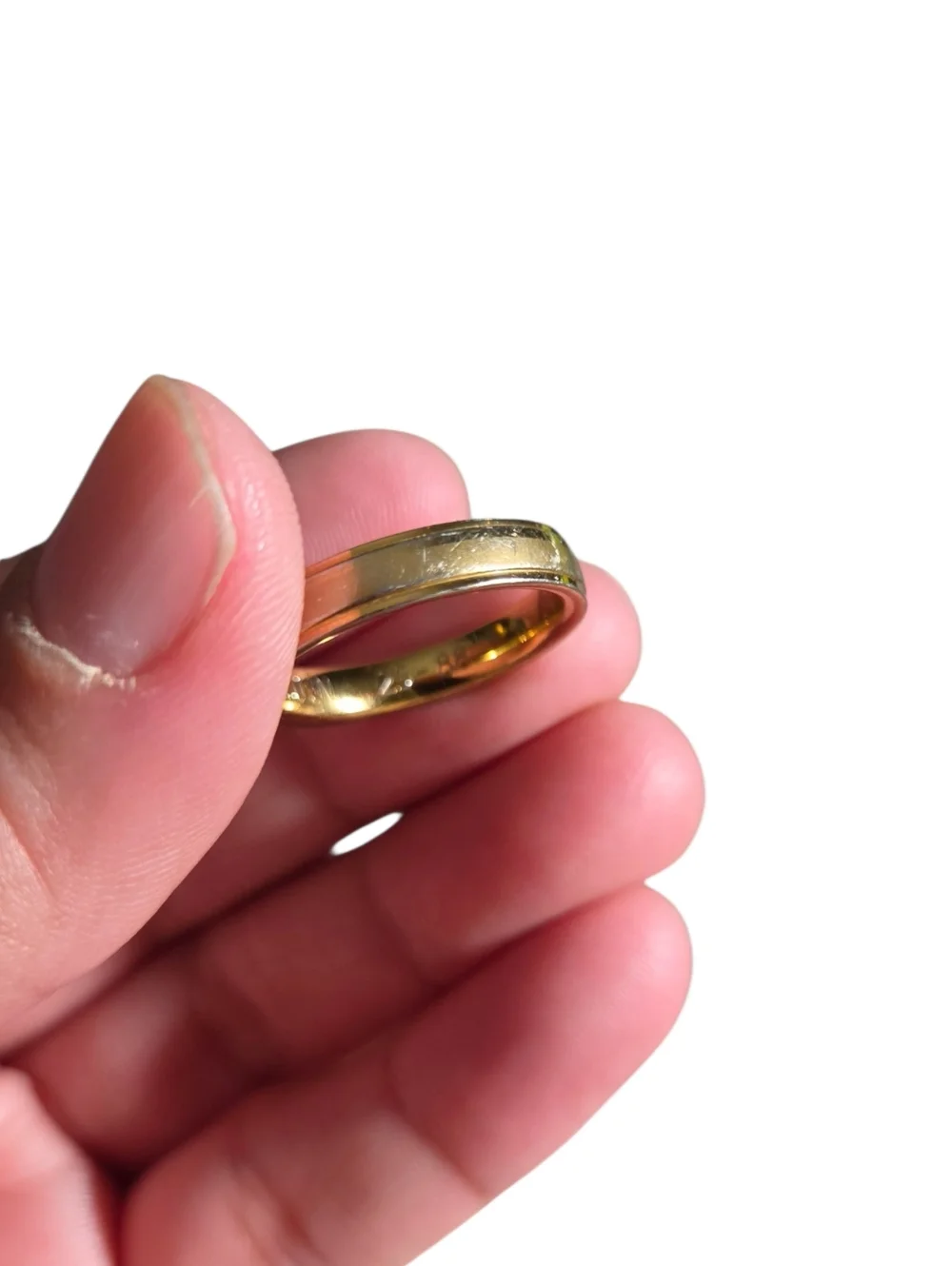 Size 8 Vintage 1988 Frida Steel Stainless Steel Gold-tone Men's Wedding Band